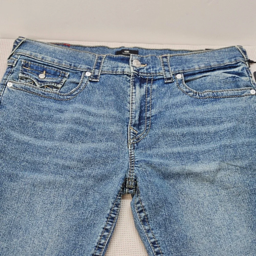 True Religion Geno Big T Flap Slim Jeans 38 Medium‎ Melting Wash 700219 Mens NEW